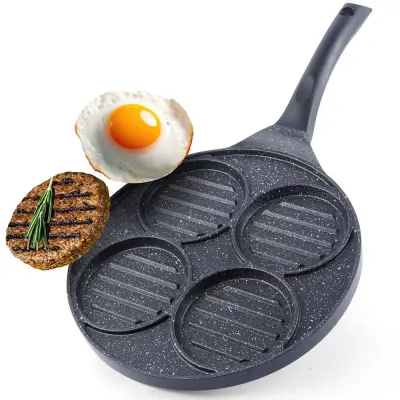 Granitna ponev za žar za burgerje in jajca, 4 luknje, GRANDE, 26,5 cm