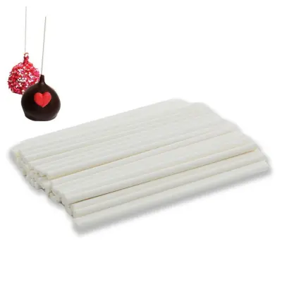 Palčke za lizike in cake popse, papirnate, bele, 11,5 cm, 50 kosov.