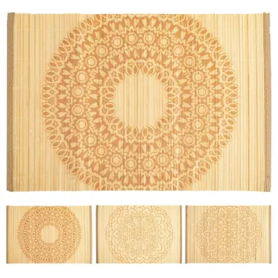 Pravokotna bambusova podloga za mizo, zvita, MANDALA, 45x30 cm