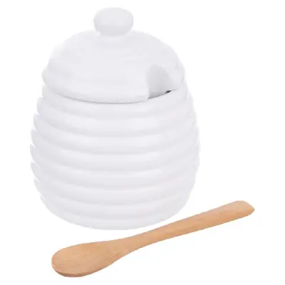 Posoda za med z žličko, porcelan, WHITELINE, 340 ml