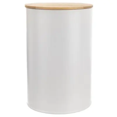 Bela kovinska posoda za hrano z bambusovim pokrovom WHITELINE 800 ml