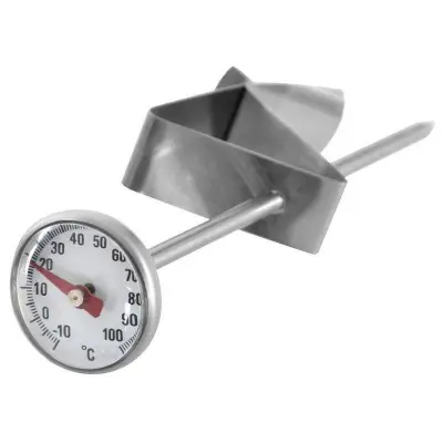 Jeklen kuhinjski termometer s sponko in 14 cm sondo