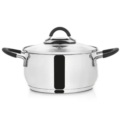 Jeklen lonec s steklenim pokrovom DALIE 18 cm, 2,6 l