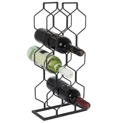 Črno kovinsko stojalo za vino za 8 steklenic, 23x48 cm