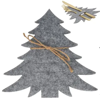 Pokrov za jedilni pribor siv, božična jelka, 4 kosi.