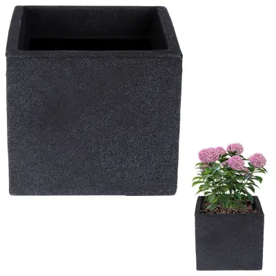 Siv kvadratni plastični vrtni lonec 20x17,5 cm