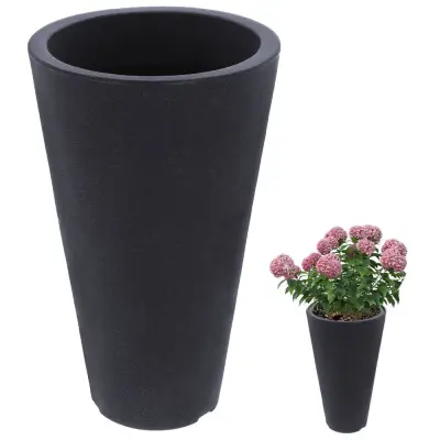 Siv okrogel plastični vrtni lonec 28x45 cm