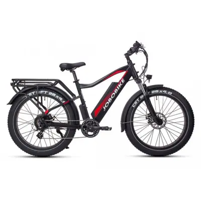 Električni fatbike za moške JOBOBIKE Robin, za vse terene, Bafang 250W, 48V 13Ah baterija, črno-rdeča