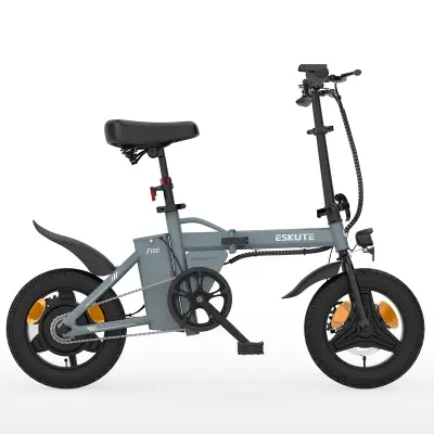 Mini zložljivo električno kolo ESKUTE F100, 14", 250 W motor 36 V 9 Ah baterija, siva