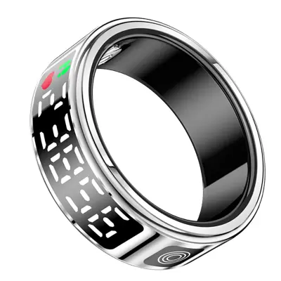 Diana Connected Ring s kristalnim zaslonom LED za sledenje zdravju velikost L, Srebrna