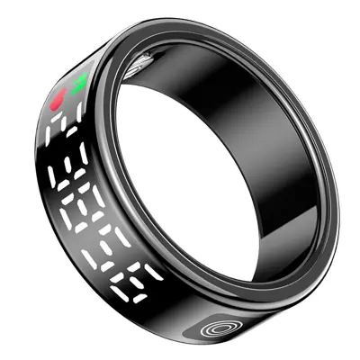 Diana Connected Ring s kristalnim zaslonom LED za sledenje zdravju velikost L, ?rna