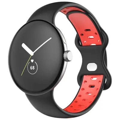Paš?ek za Google Pixel Watch iz dvobarvnega silikona, paš?ek 217 mm - ?rno-rde?