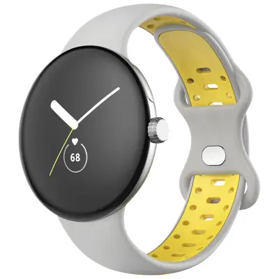 Paš?ek za Google Pixel Watch iz dvobarvnega silikona, paš?ek 217 mm – siv in rumen