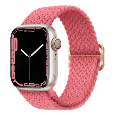 Paš?ek za Apple Watch 41 mm / 40 mm / 38 mm, pleten najlon z roza zaponko