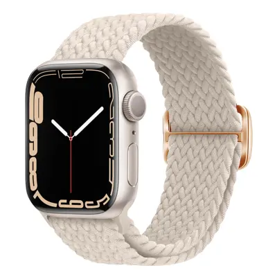 Paš?ek za Apple Watch 41 mm / 40 mm / 38 mm, pleten najlon z zaponko, bel