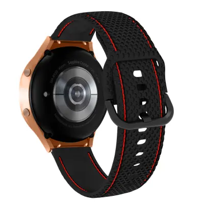 Paš?ek za Samsung Galaxy Watch 5 / Watch 5 Pro / Watch 4 Classic / Watch 4 iz silikona, dvobarvni šivi - ?rn / rde?