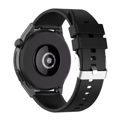 Paš?ek za Huawei Watch GT Runner, oja?an silikon s srebrno zaponko - ?rn