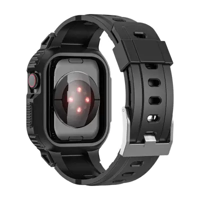 Paš?ek za Apple Watch 41 mm / 40 mm / 38 mm, silikon s ?rnim ohišjem, odpornim proti udarcem