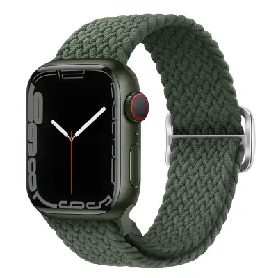 Paš?ek za Apple Watch 41 mm / 40 mm / 38 mm, pleten najlon z zaponko Kaki zelen