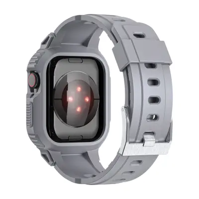 Paš?ek za Apple Watch 41 mm / 40 mm / 38 mm, silikon z ohišjem, odpornim proti udarcem, siv