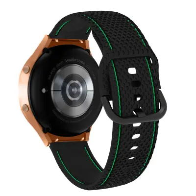 Paš?ek za Samsung Galaxy Watch 5 / Watch 5 Pro / Watch 4 Classic / Watch 4 iz silikona, dvobarvni šivi - ?rn / zelen