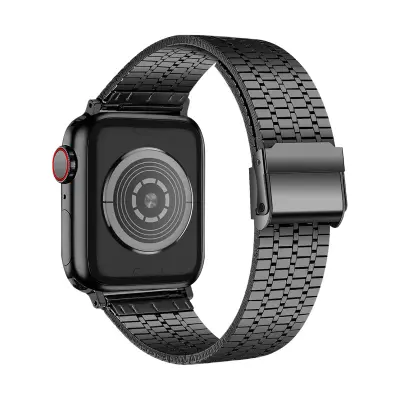 Paš?ek Apple Watch Series 1 do 8 in SE, kvadratni ?lenki iz ?rnega nerjave?ega jekla
