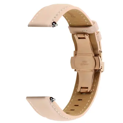 Paš?ek iz pravega usnja za Samsung Galaxy Watch 5 / 5 Pro / 4 Classic / 4 z metuljasto zaponko - roza