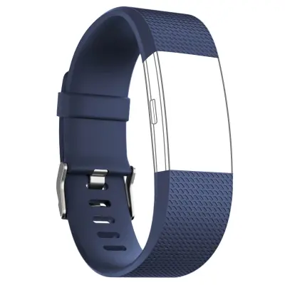 Teksturiran silikonski športni pas, velikost L - polno?no modra str. FitBit Charge 2