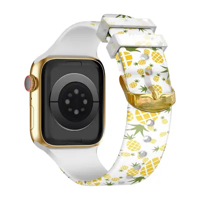 Paš?ek Apple Watch Series 1 do 8 in silikonski SE z vzorcem rumenega ananasa