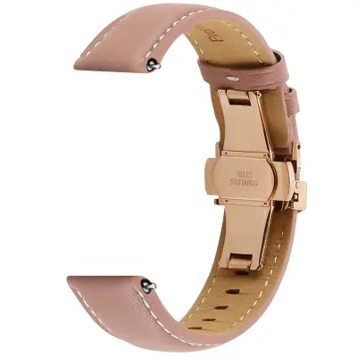 Paš?ek iz pravega usnja za Samsung Galaxy Watch 5 / 5 Pro / 4 Classic / 4 z metuljasto zaponko - pudrasto roza