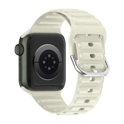 Paš?ek Apple Watch serije 1 do 8 in SE, silikonski mehak na dotik bež prešit dizajn
