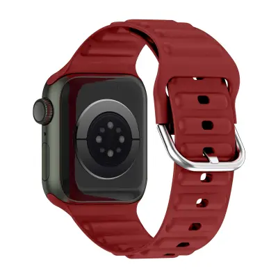 Paš?ek za Apple Watch serije 1 do 8 in SE, silikonski, mehak na dotik Bordeaux prešit dizajn