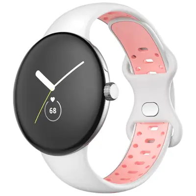 Paš?ek za Google Pixel Watch iz dvobarvnega silikona, paš?ek 217 mm - bel in roza