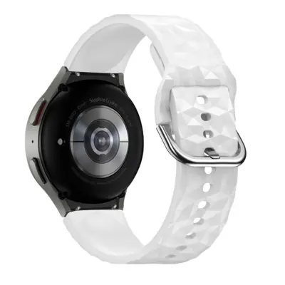 Paš?ek za Samsung Galaxy Watch 5 / Watch 5 Pro / Watch 4 Classic / Watch 4 iz silikona, tekstura romb - bel