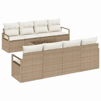 vidaXL Vrtna sedežna garnitura 9 pcs Bež in smetanova 55 x 55 x 37 cm