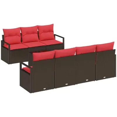 vidaXL Vrtna sedežna garnitura 8 pcs Bež Rdeča 55 x 55 x 37 cm