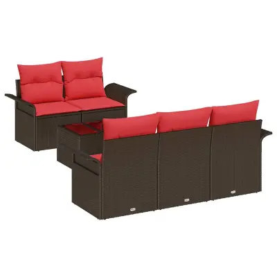 vidaXL Vrtna sedežna garnitura 6 pcs Bež Rdeča 55 x 55 x 37 cm