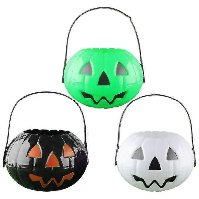 Držalo za sladkarije za noč čarovnic Pumpkin Vedro za otroško zabavo za noč čarovnic 17,5 x 14 x 20 cm plastični 3 paketi