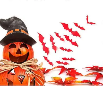 Stenske nalepke za noč čarovnic 3D črn PVC netopir Dekoracija za zabavo za noč čarovnic Scary Decos Rekviziti DIY Decor Bar Soba Otroške igrače