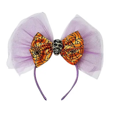 Skull Decors Hair Hoop Women Bowknot Spiderweb Pattern Head Trak za noč čarovnic