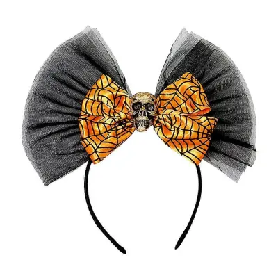 Skull Decors Hair Hoop Women Bowknot Spiderweb Pattern Head Trak za noč čarovnic