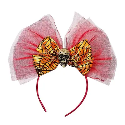 Skull Decors Hair Hoop Women Bowknot Spiderweb Pattern Head Trak za noč čarovnic
