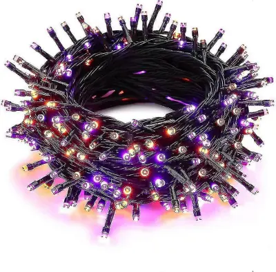 Pravljične lučke za noč čarovnic oranžna + vijolična. 20m 200 Led zunanji božič