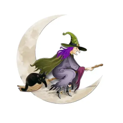 Luna, viseča kovinska čarovnica za noč čarovnic, kovinska umetniška stenska silhueta, viseči okrasek