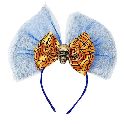 Skull Decors Hair Hoop Women Bowknot Spiderweb Pattern Head Trak za noč čarovnic
