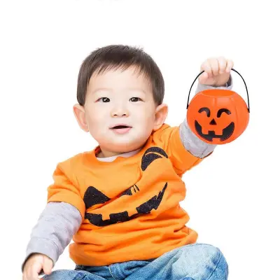 Candy Bucket Pumpkin Barrel Dekoracija za zabavo za noč čarovnic, oranžna 7x7x6 cm 6 kosov