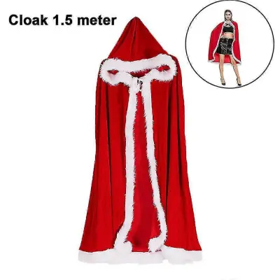 Božični kostumi za noč čarovnic, ogrinjalo Gospe Claus Santa Xmas, žametno ogrinjalo s kapuco