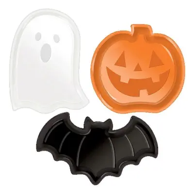 Servirni pladnji za zabavo za noč čarovnic, Plastični komplet pladnjev Pumpkin Ghost Bat, krožniki
