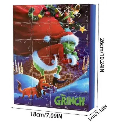 Grinch Adventni koledar Božična škatla za zavese 24 daril Zelena pošastna odštevalna škatla za zavese za noč čarovnic