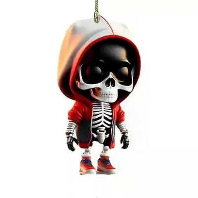 Skeleton Swing Avto Ornament Akril Spooky Skeleton Swing Obesek Rearview Decor Viseči Okrasni Okostnjaki Noč Čarovnic Avto